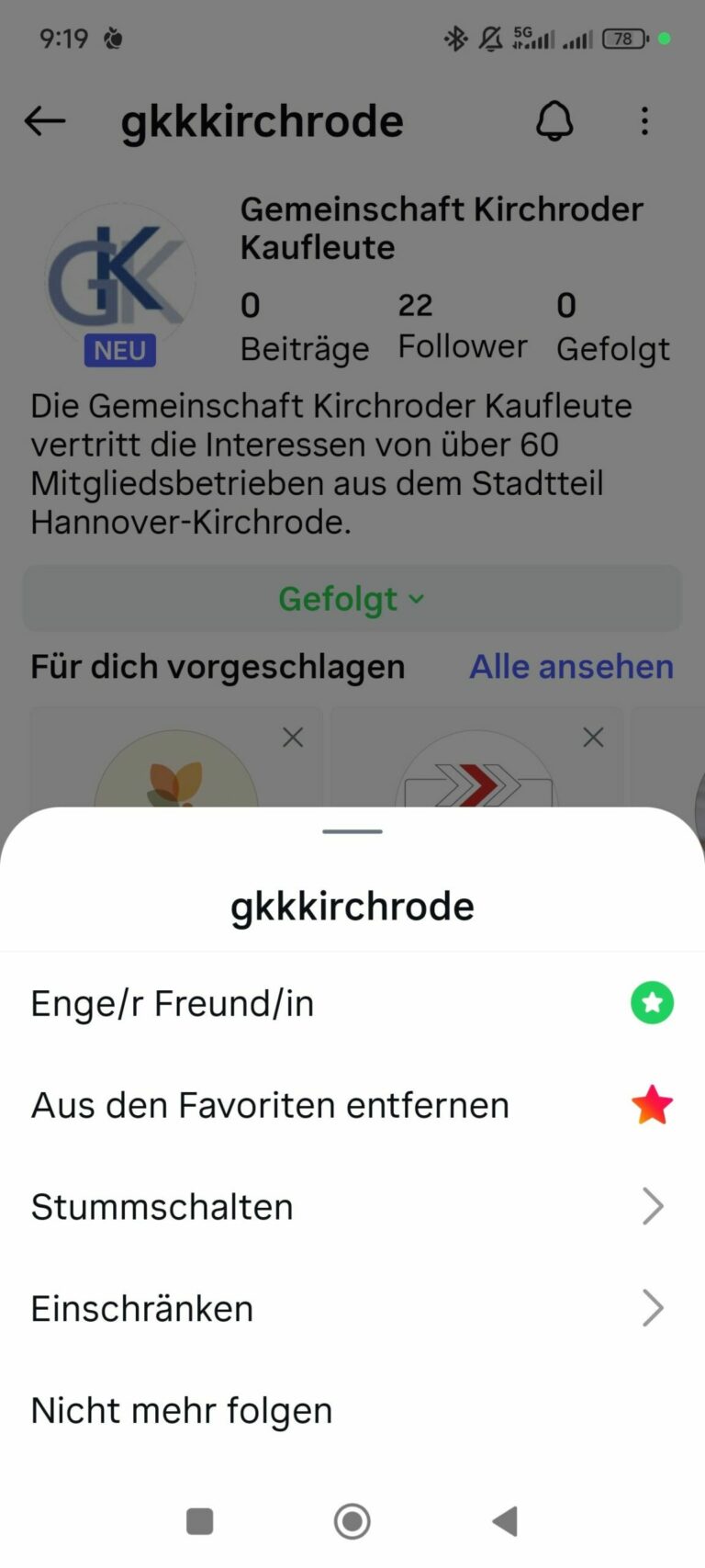 Instagramauftritt der GKK