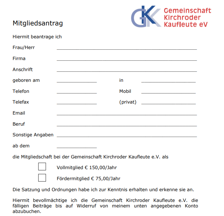 GKK-Mitgliedsantrag